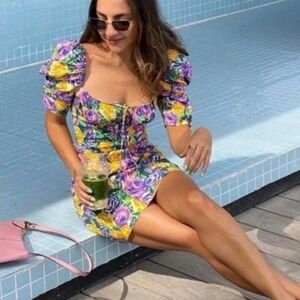 Zara Colorful Floral Mini Dress